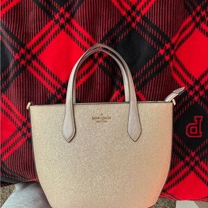 Kate Spade Metallic Beige Shoulder Bag with Wallet